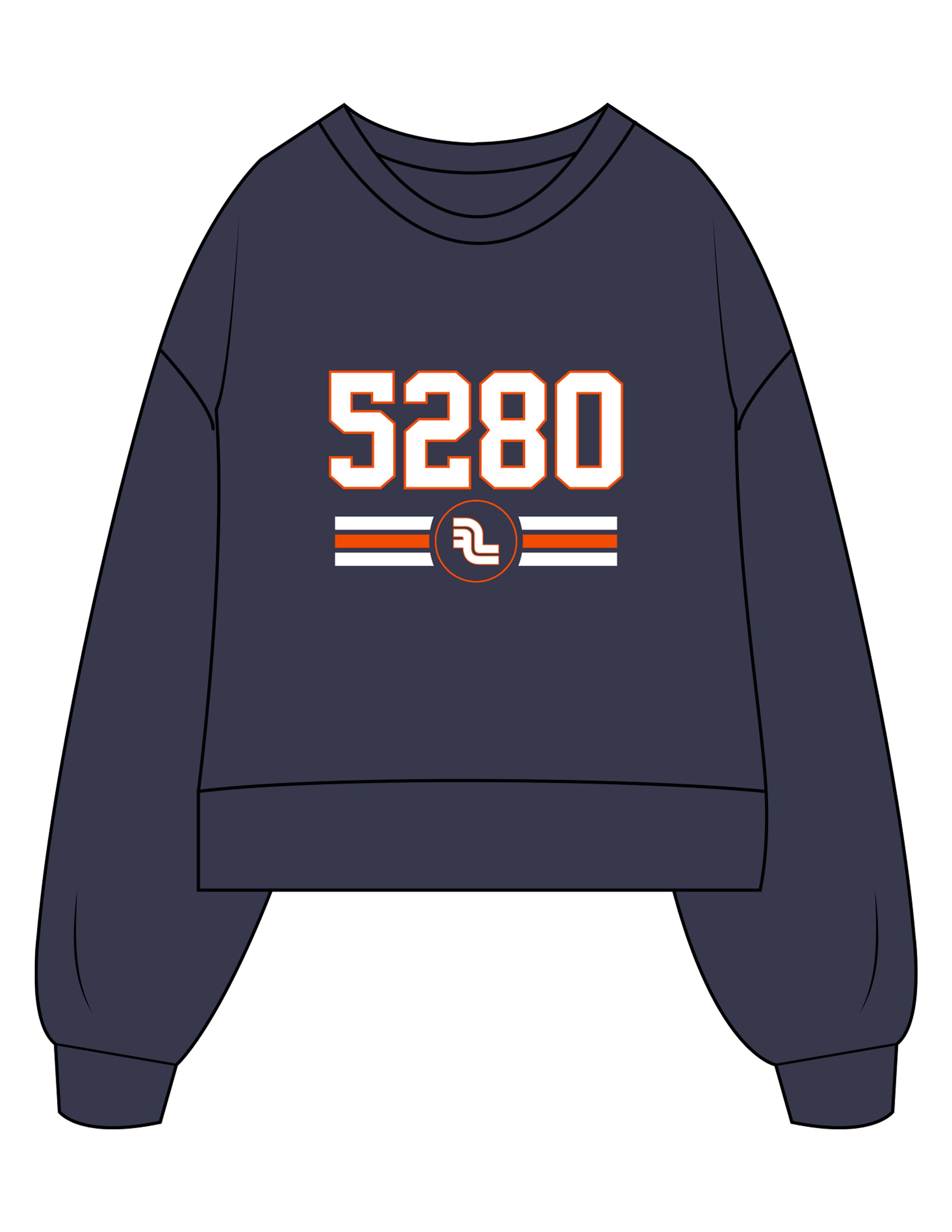 The Womens Heavyweight Crop - Navy - Fase Lagree - Center Chest "5280" - Printed - Full Color