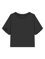 The Heavyweight Crop Tee - Washed Black - RAG Collaborative - Right Sleeve - Embroidered - Black