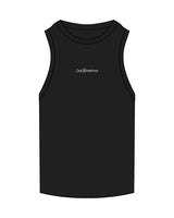 The Ribbed Full Length Tank - Black - The Oak Method - Center Chest - Embroidered - White