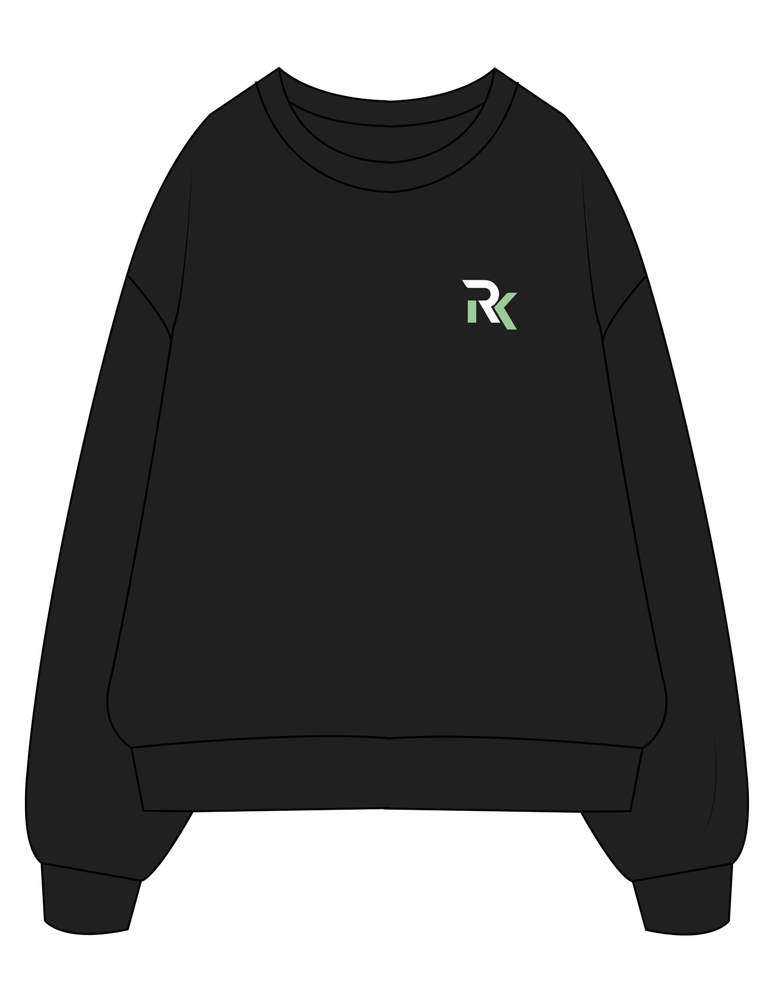The Womens Crewneck - Black - REKINECTED - Left Chest & Center Back Circular - Printed - Full Color