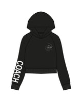 The Womens Crop Hoodie - Black - Spring House - Left Chest & Right Sleeve - Printed - White