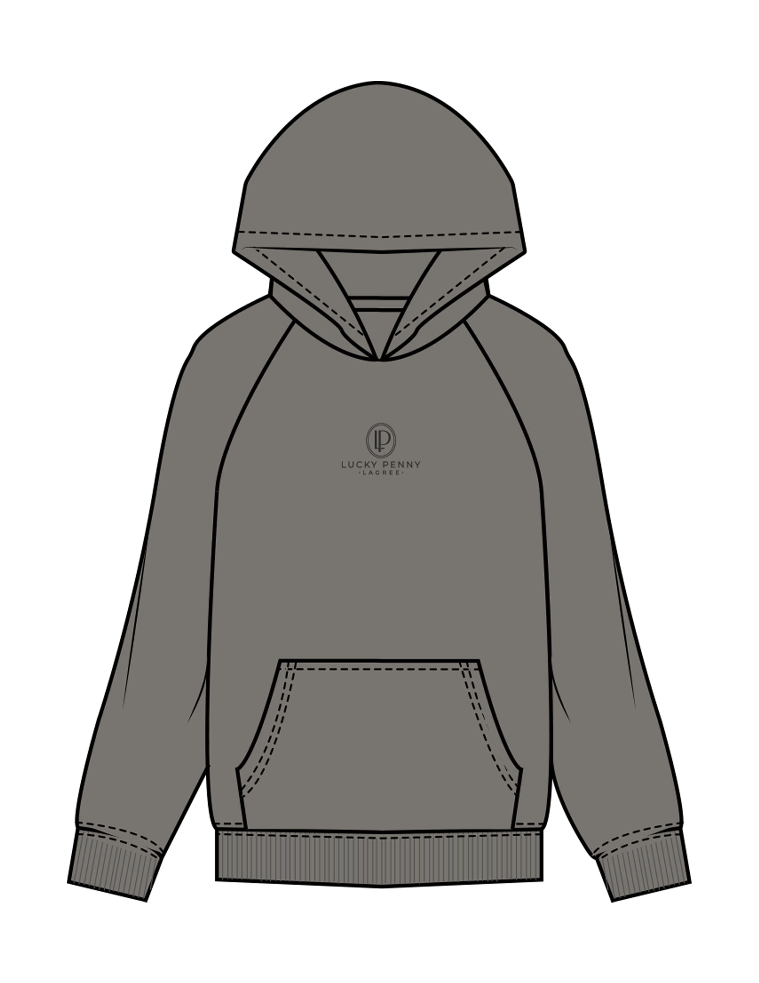 The Mens Hoodie - Washed Gray - Lucky Penny - Center Chest Stacked - Embroidered - Charcoal