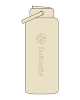 The Wide Mouth Water Bottle - Cream - Sultivate - Center Body Logo - Printed - Tone on Tone