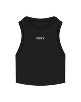 The Ribbed Crop Tank - Black - Onyx Fit - Center Chest - Embroidered - White