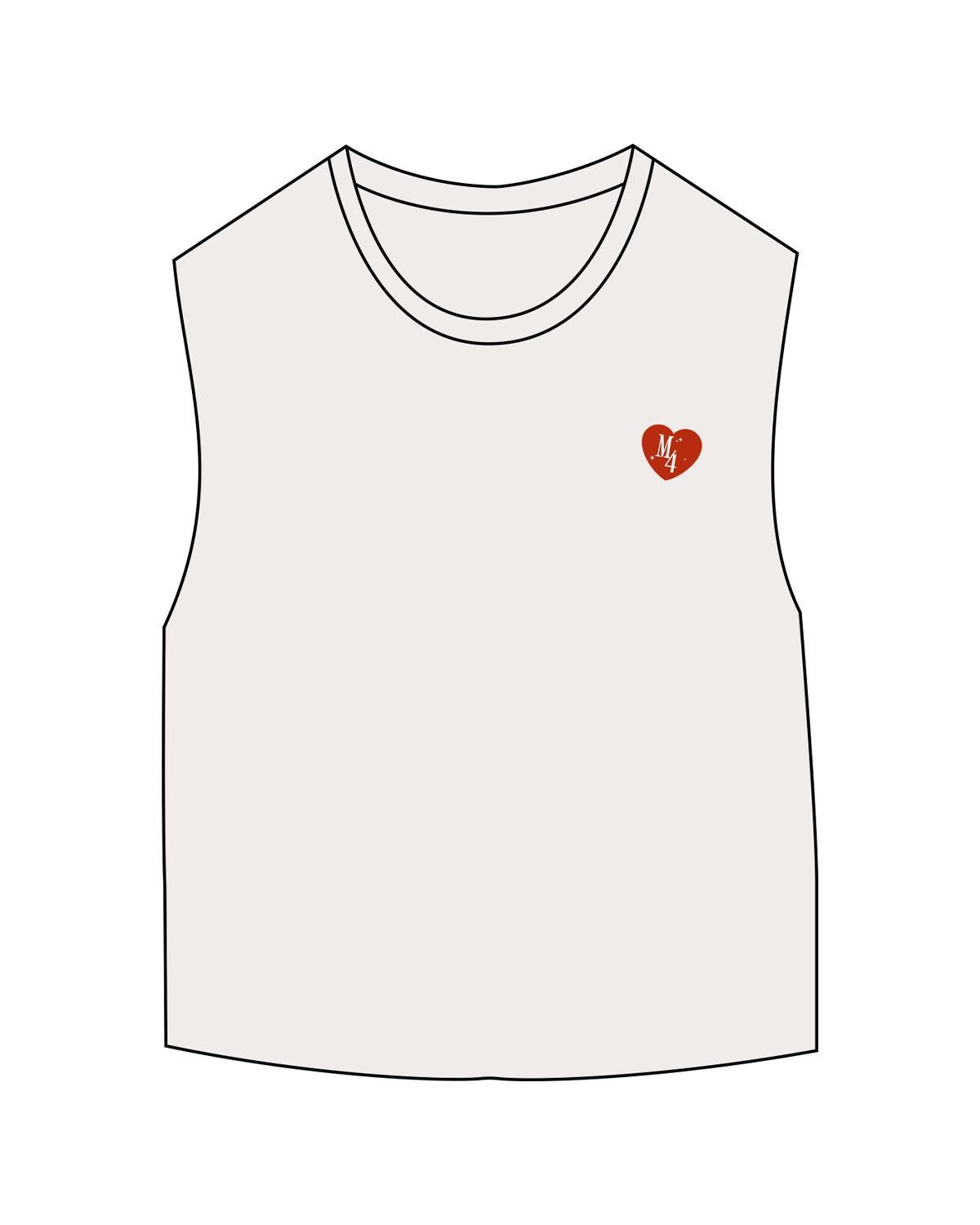The Micro Rib Basic Crop Tank - Natural - M4Lagree - Left Chest Logo - Printed - Full Color
