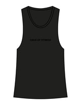 The Womens Racerback Tank - Black - Haus of Fitness - Center Chest - Printed - Tone on Tone