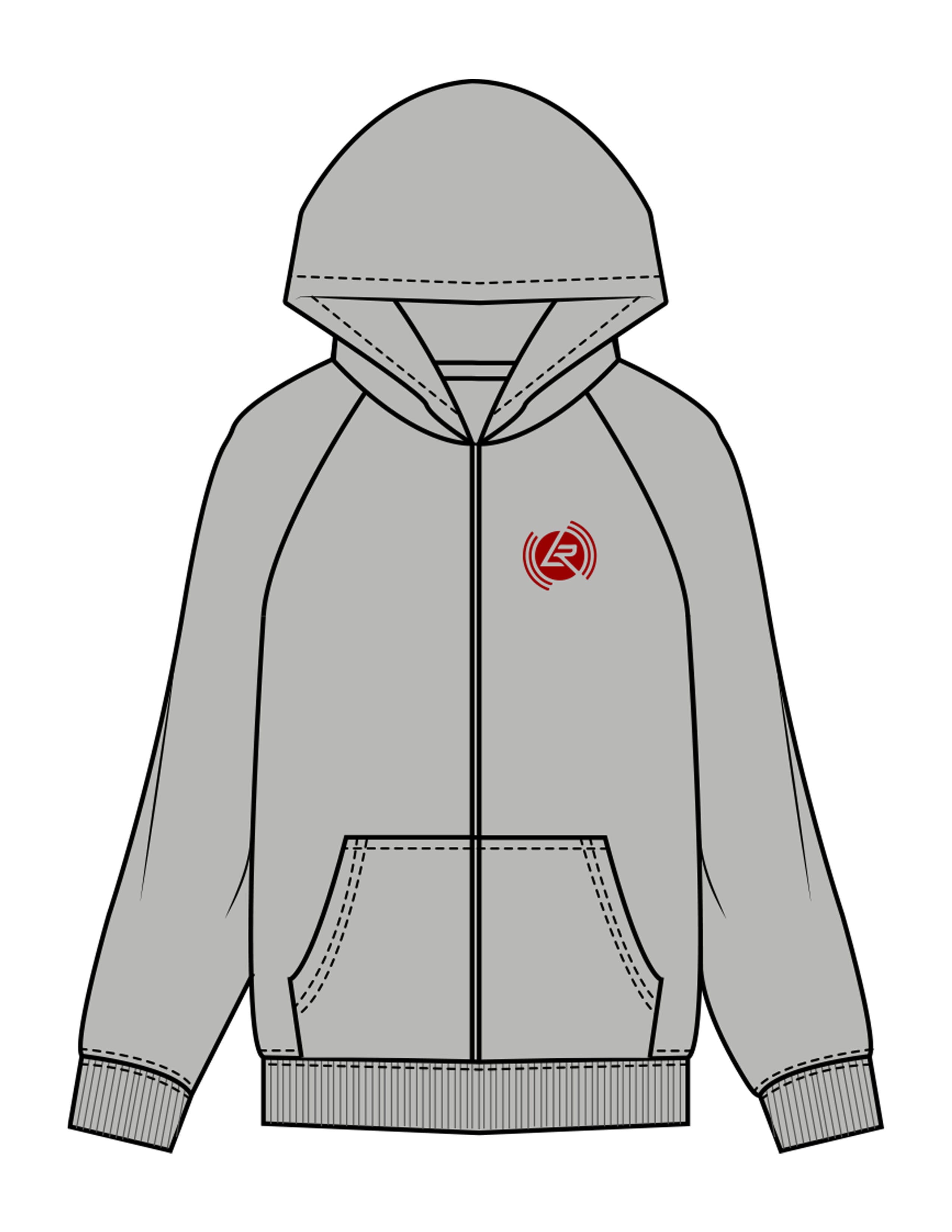The Mens Zip Hoodie - Heather - Lagree Red - Left Chest & Back Stacked - Printed - Full Color