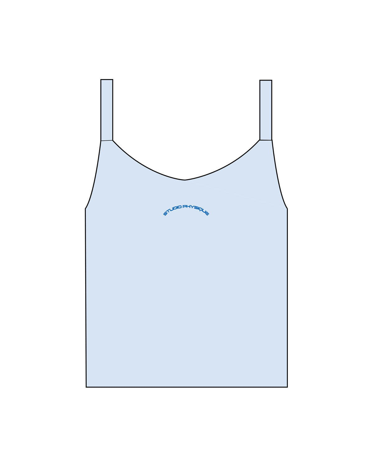 The Micro Rib Strappy Crop Tank - Baby Blue - Studio Physique - Center Chest Arc - Printed - Blue