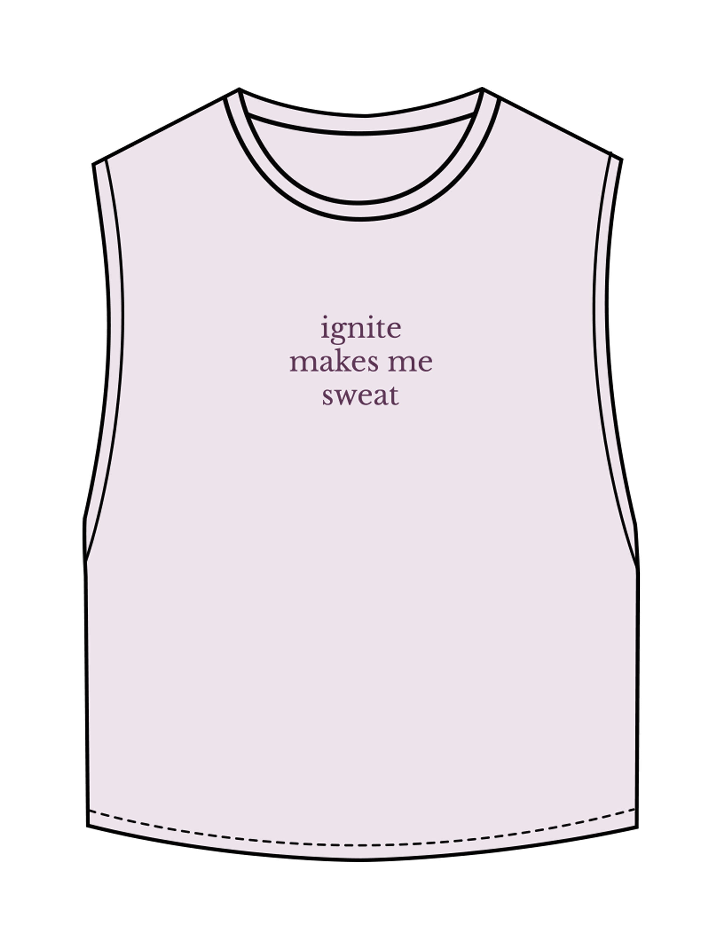 The Crop Muscle Tank - Orchid - Ignite Barre & Fitness - Center Chest Stacked - Printed - Black