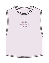 The Crop Muscle Tank - Orchid - Ignite Barre & Fitness - Center Chest Stacked - Printed - Black