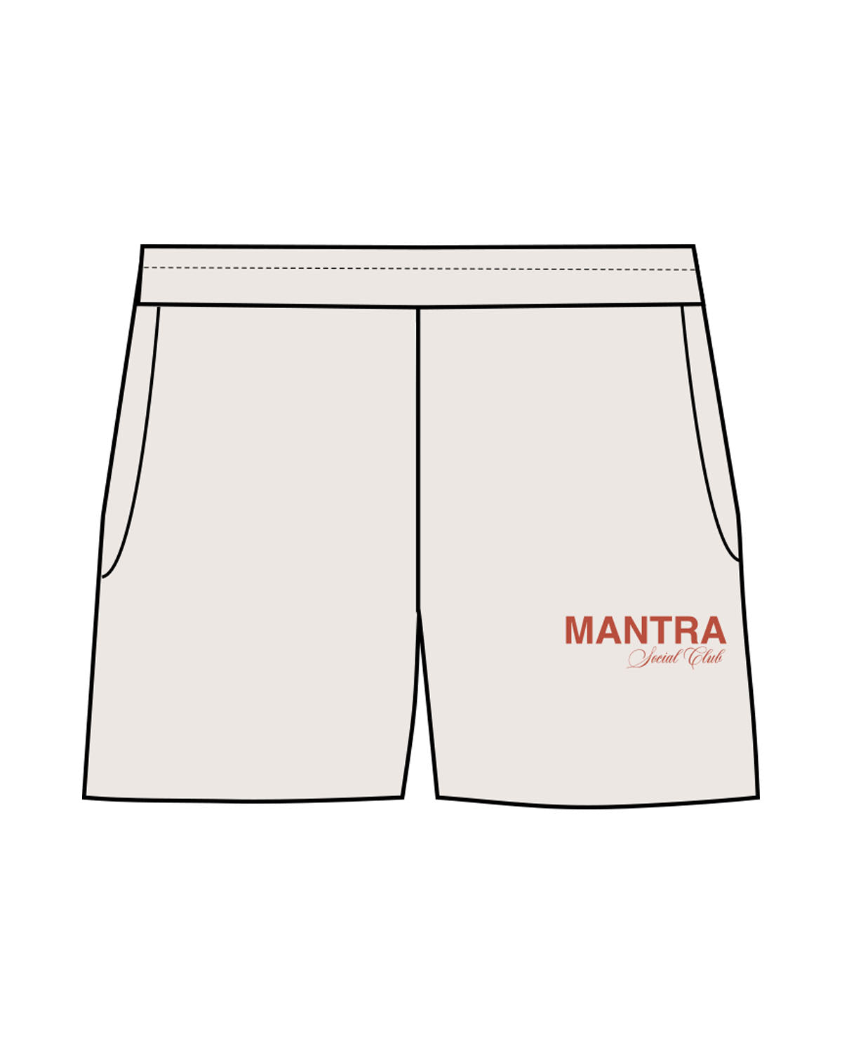 The Womens Sweat Shorts - Bone - Mantra - Left Leg Pocket Stacked - Printed - Amber