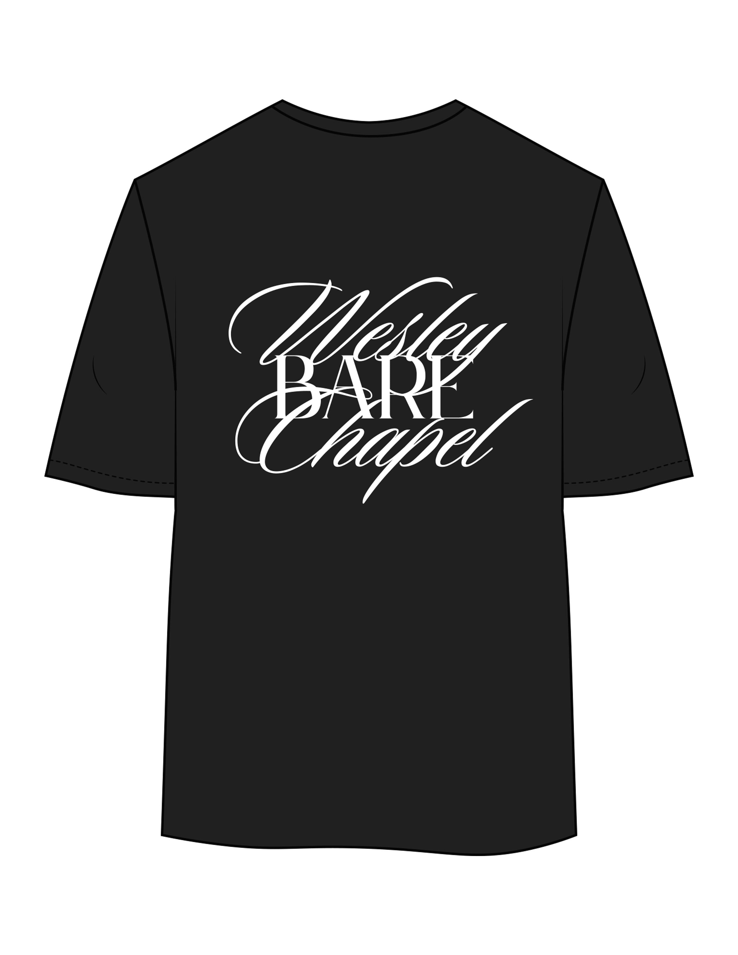 The Womens Oversized Tee - Black - Bare Pilates - Left Chest & Back Stacked - Printed - White