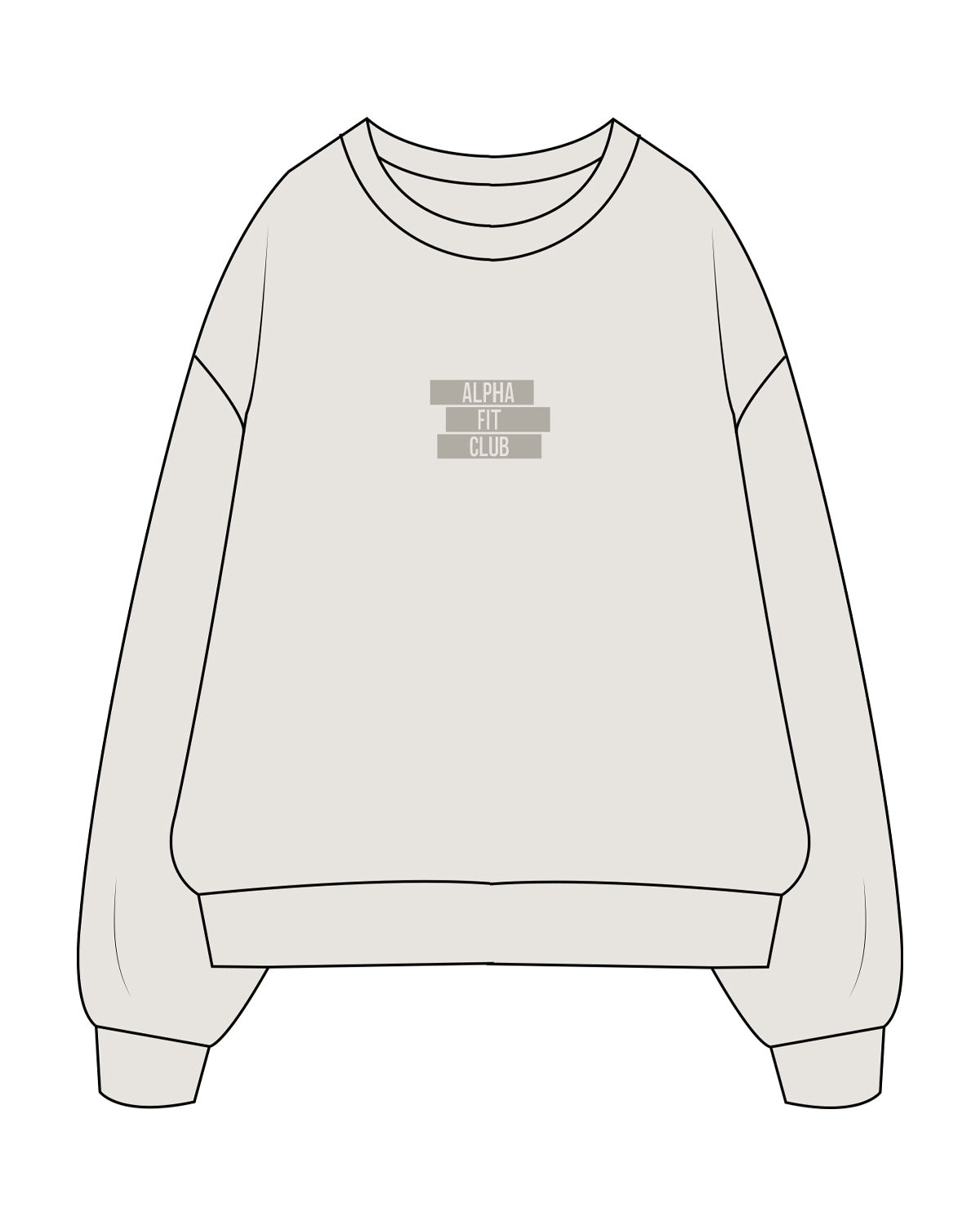 The Mens Crewneck - Washed Bone - Alpha Fit - Center Chest Stacked - Tone on Tone