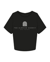 The Crop Tee - Black - Aldrich Agency - Center Chest Stacked - Printed - White