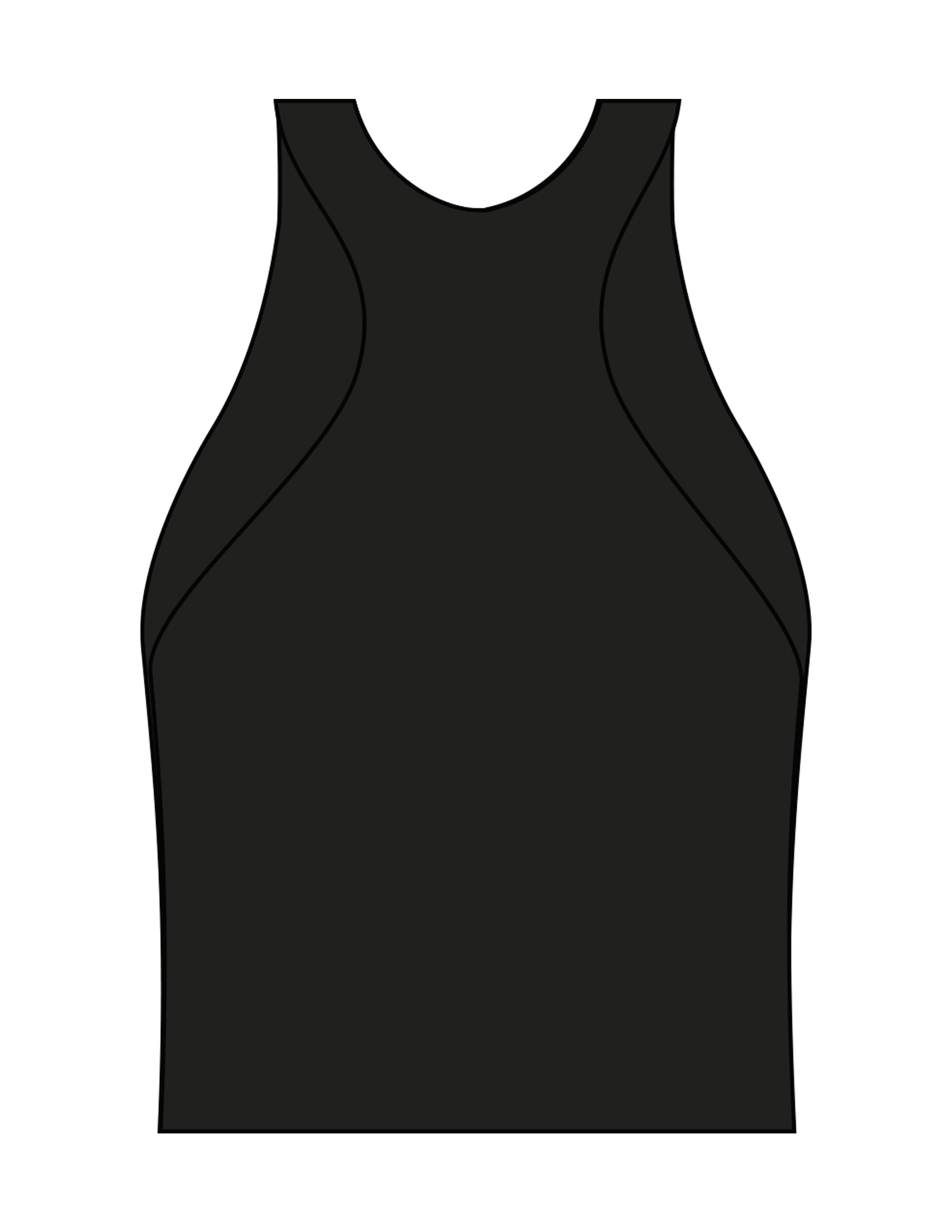 The High Neck Racer Tank - Black - Activate House - Center Chest - Printed - White