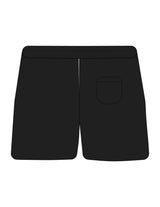 The Womens Sweat Shorts - Black - Powerhaus Lagree - Left Leg - Printed - White