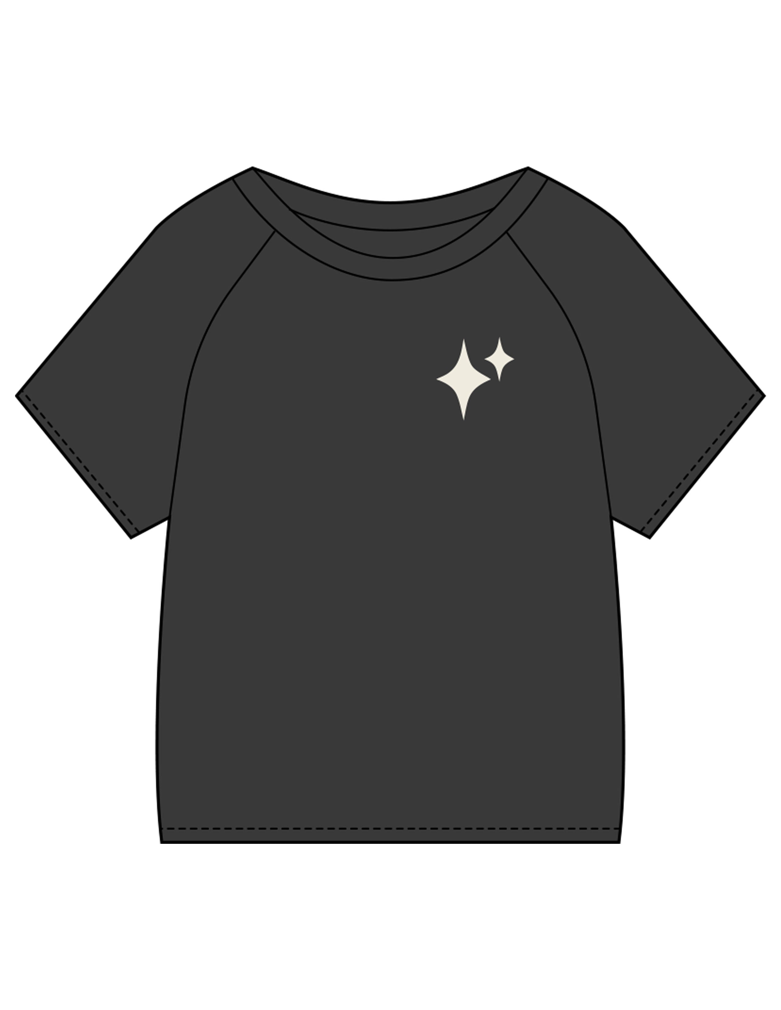 The Kids Heavyweight Tee - Washed Black - New Mom School - Left Chest & Back Stacked - Printed - Off White