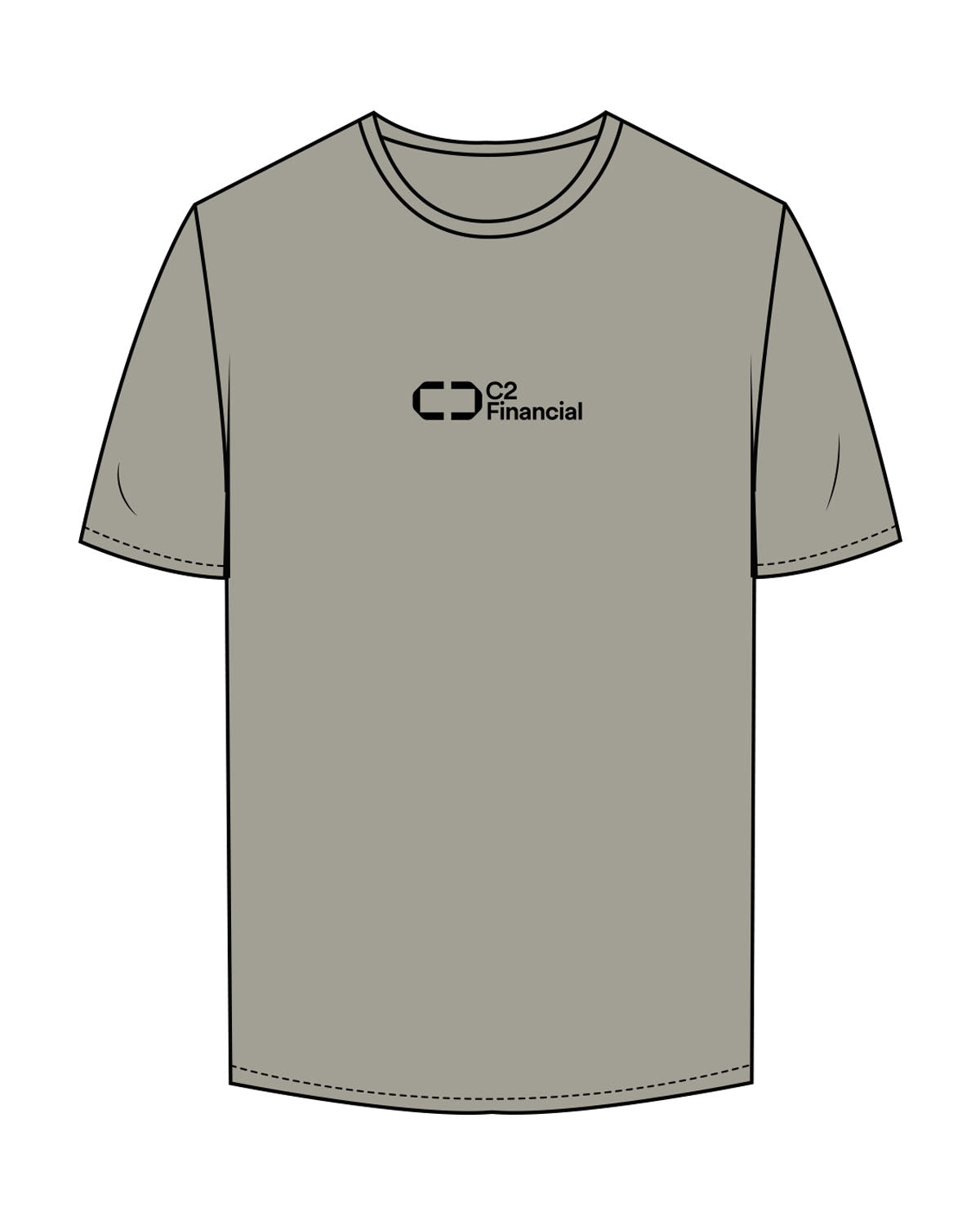 The Mens Tee - Granite - C2 Financial - Center Chest Stacked - Printed - Black