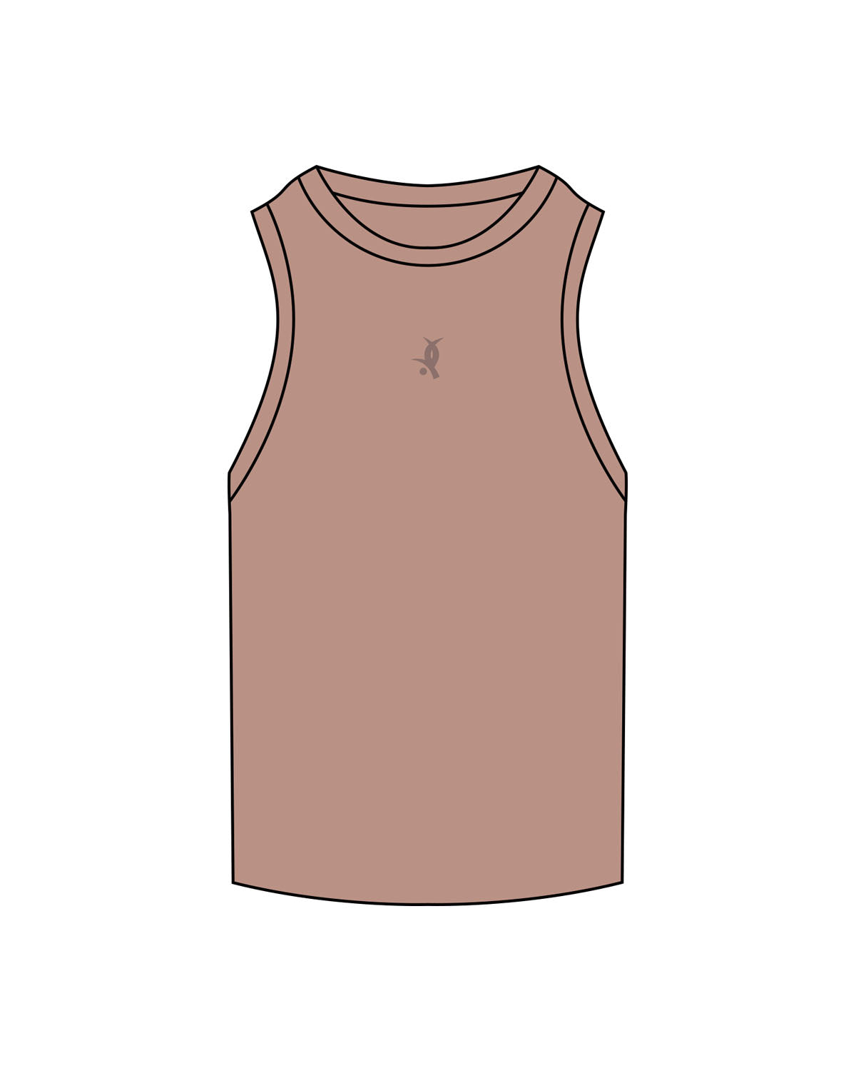 The Ribbed Full Length Tank - Clay - White House - Center Chest - Embroidered - Tone on Tone