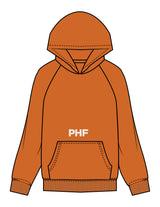 The Mens Hoodie - Cinnamon - Powerhouse Fitness - Front Upper Pocket & Full Back - Printed - Off White