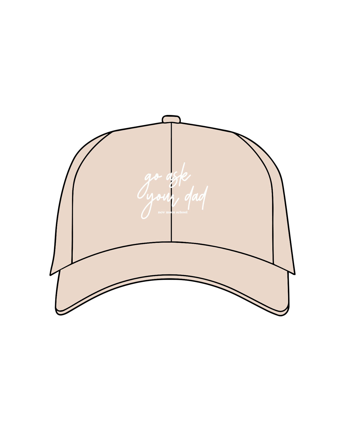 The Dad Hat - Stone - New Mom School - Center Crown Stacked - Embroidered - White