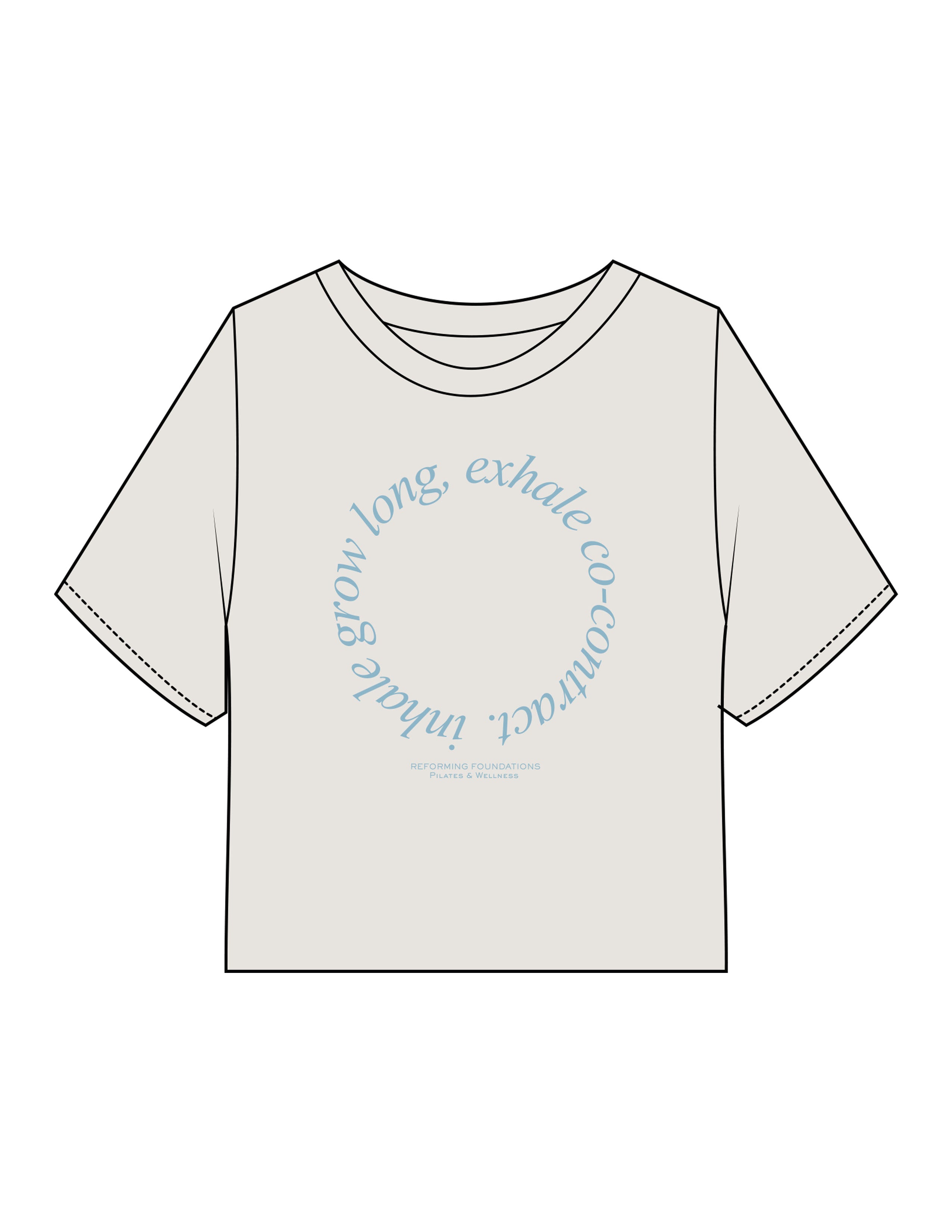 The Heavyweight Crop Tee - Washed Bone - Reforming Foundations - Center Chest Stacked - Printed - Light Blue
