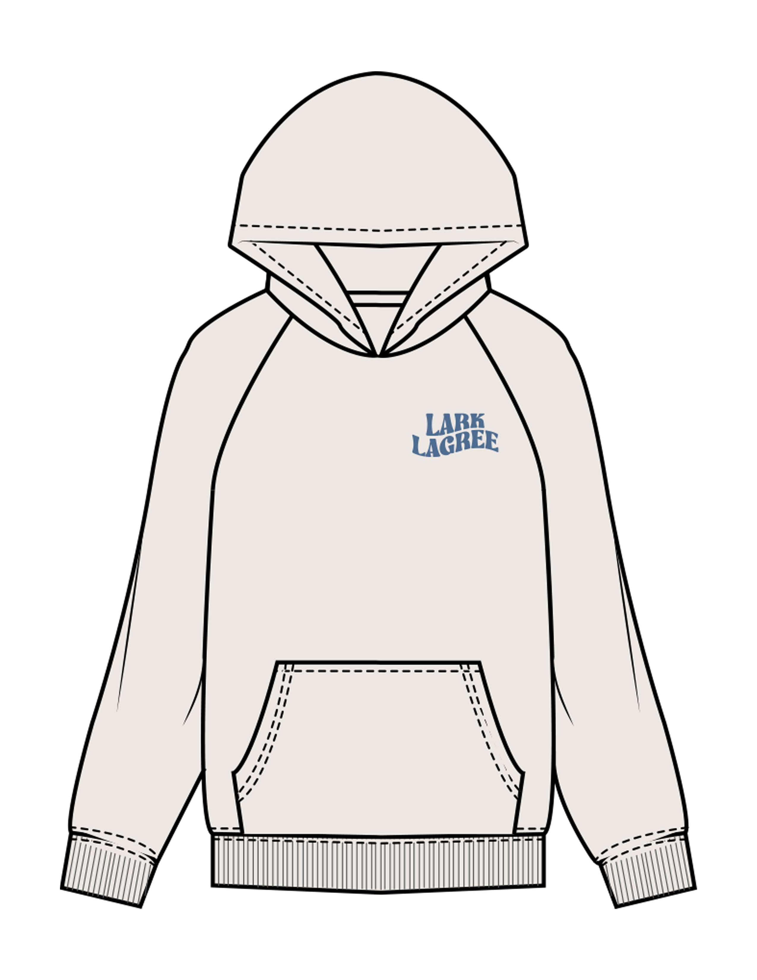 The Womens Hoodie - Bone - Pure Movement LARK - Left Chest & Back Stacked - Printed - Blue