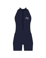 The High Neck Zip Jumpsuit - Navy - The Whole You Wellness - Left Chest - Printed - White