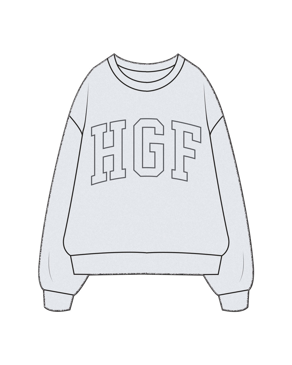 The Mens Crewneck - White Heather - Higher Ground - Center Chest Arched - Printed - Cool Grey