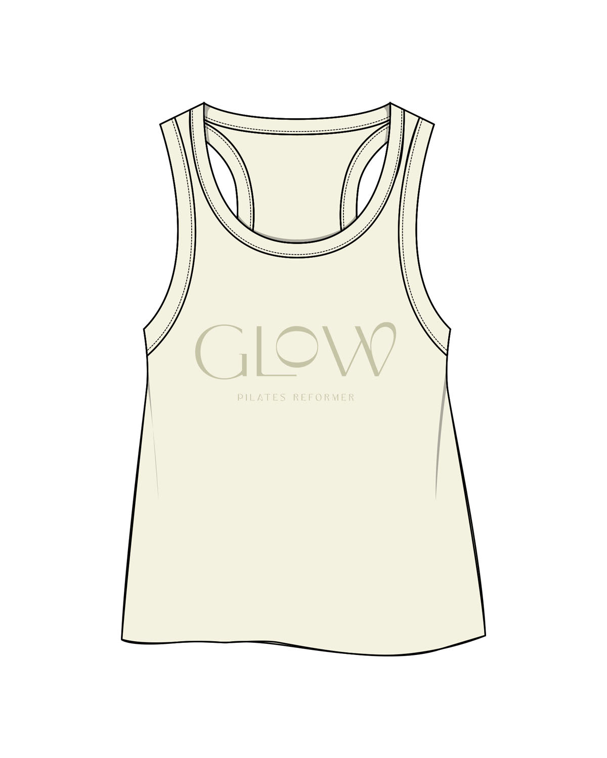The Crop Tank - Butter - GlowPilates - Center Chest Stacked - Printed - Tone on Tone