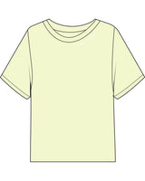 The Midweight Crop Tee - Light Yellow - Barre Life -  Front Neckline - Embroidered - White