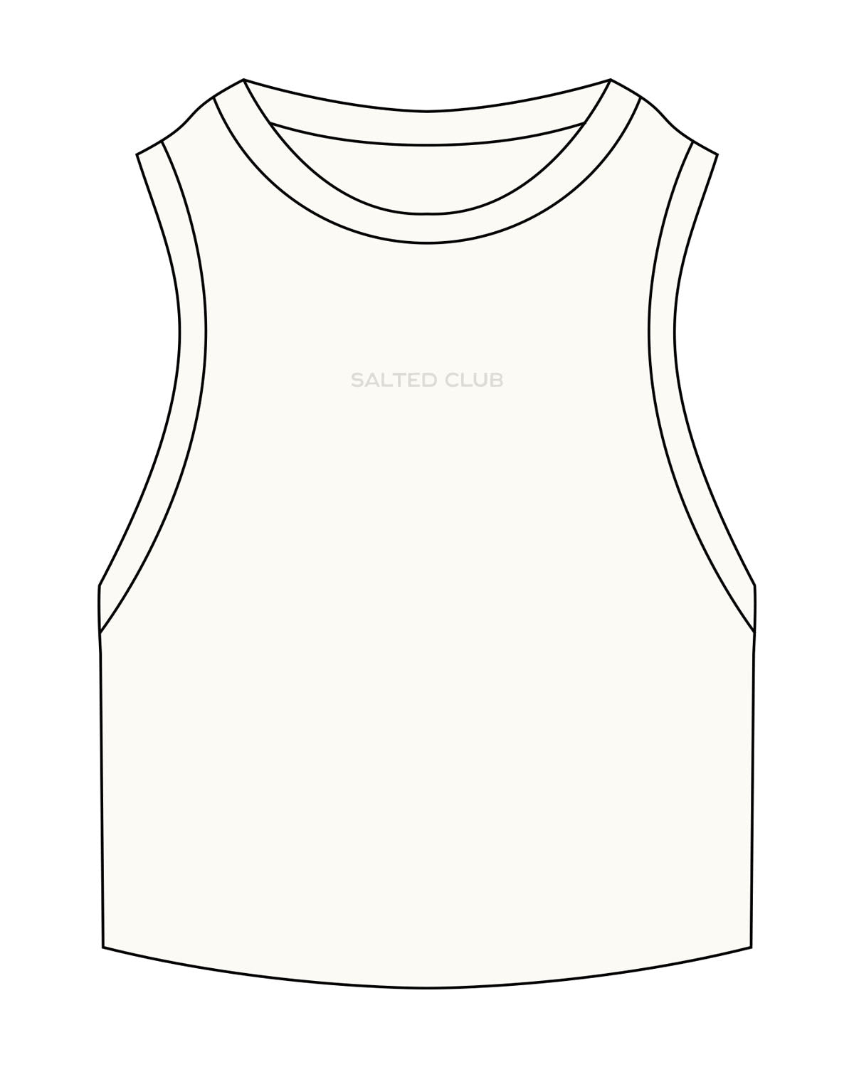 The Ribbed Crop Tank - Off White - Salted Club - Center Chest  - Embroiderd - Tone on Tone
