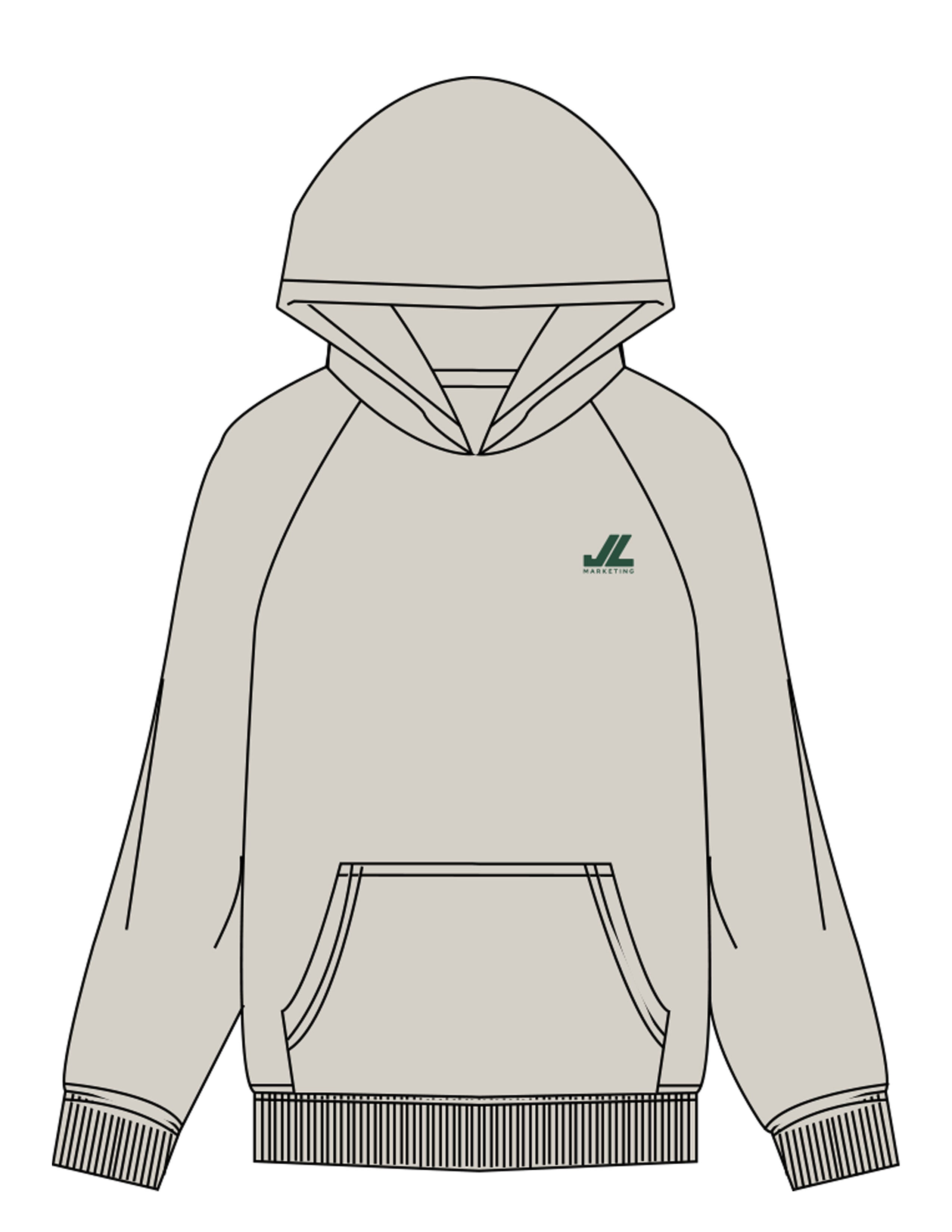 The Mens Hoodie - Bone - JL Marketing - Left Chest - Printed - Green
