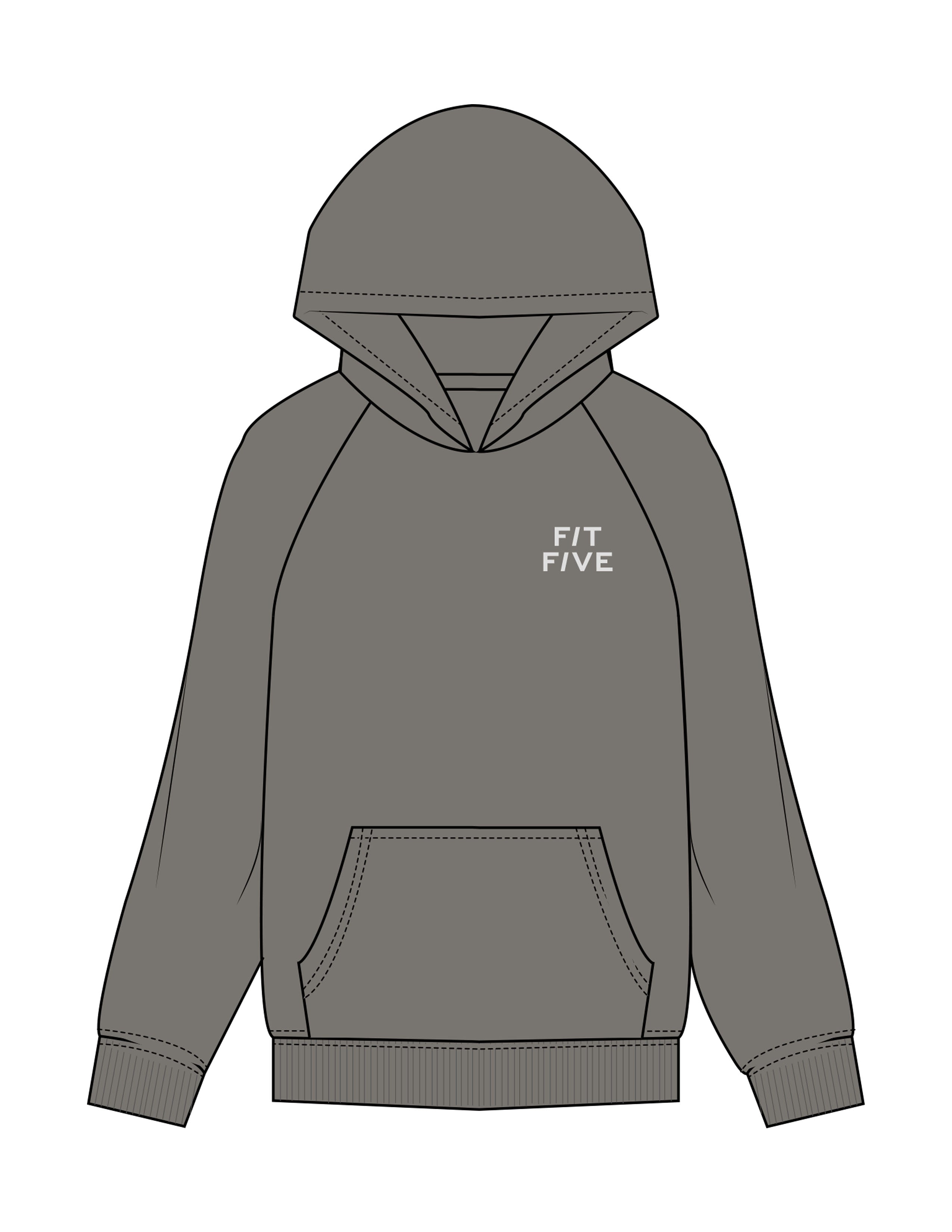The Mens Hoodie - Washed Gray - Fit 5 - Left Chest & Back Round - Printed - Off White