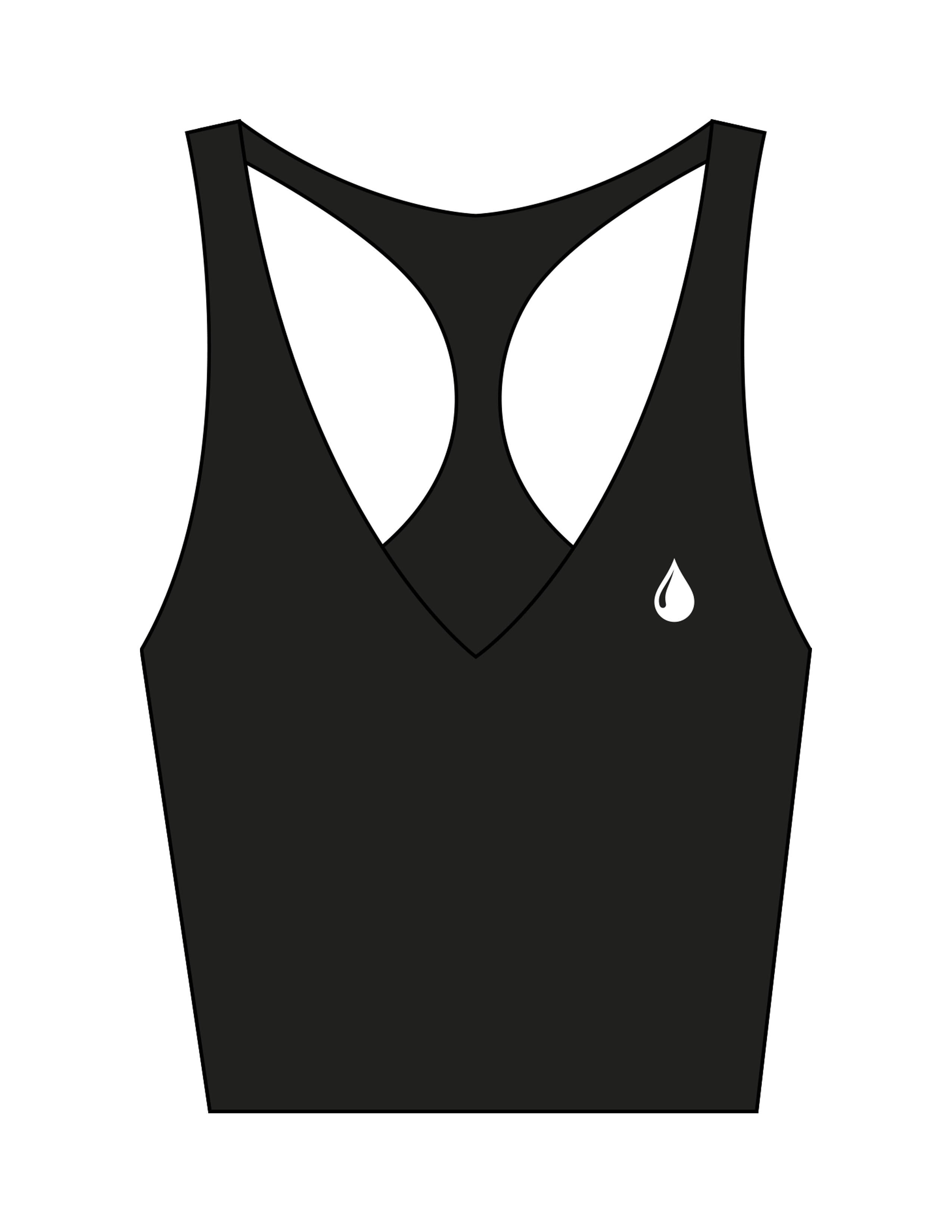 The Racer Tank - Black - Saltvault - Left Chest & Center Back - Printed - White
