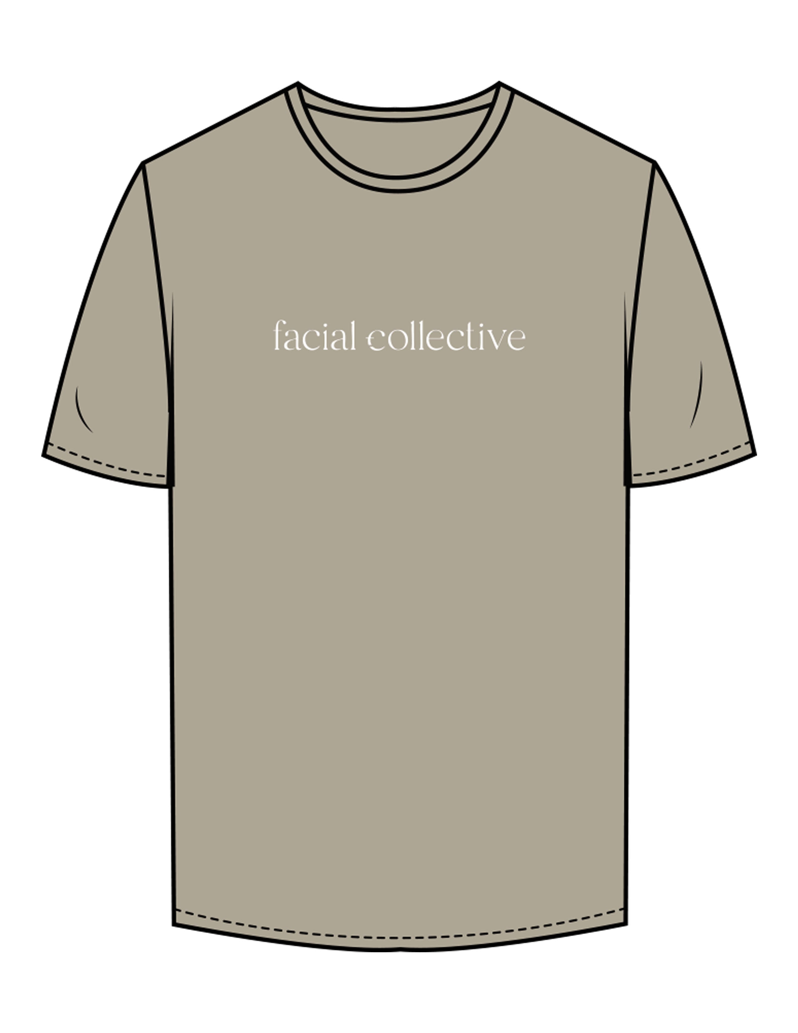 The Mens Tee - Mushroom - Facial Collective - Center Chest - Printed - White