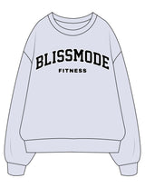 The Mens Crewneck - White Heather - BLISSMODE FITNESS - Center Chest Arc Stacked Black - Printed - Full Color