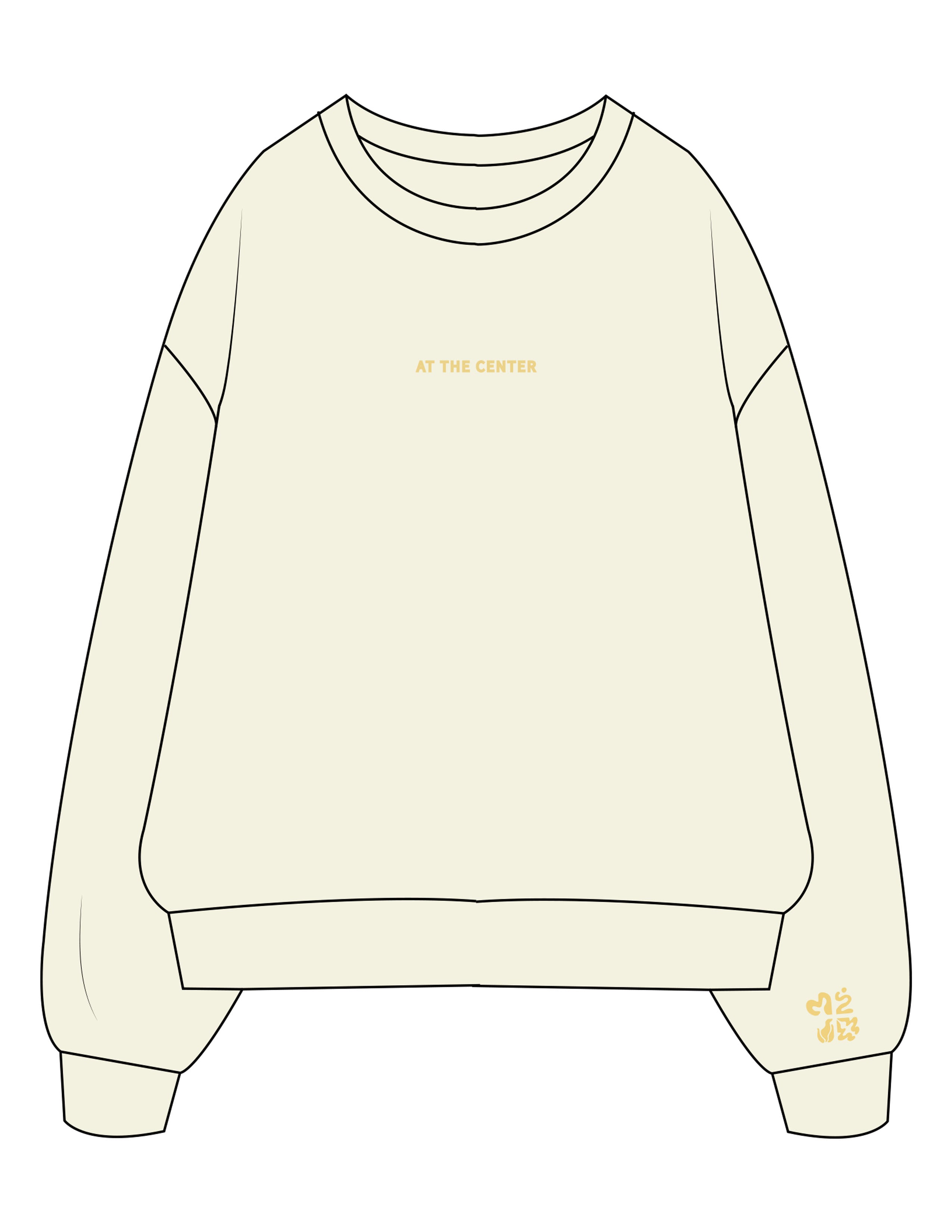 The Mens Crewneck - Butter - Plum Creek Church - Center Chest & Left Sleeve - Embroidered - Dark Gold