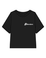 The Boxy Crop Tee - Black - Blenders - Left Chest & Back Stacked - Printed - White