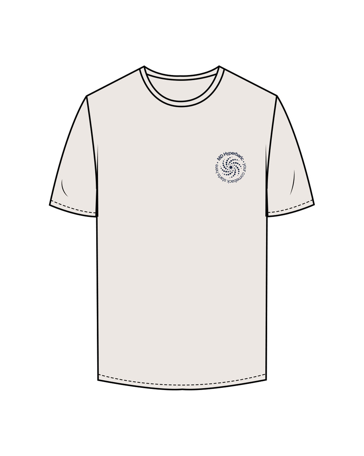 The Mens Tee - Bone - MD Hyperbaric - Left Chest & Back Illustration - Printed - Navy