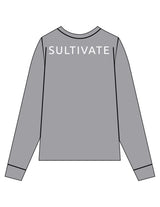The Mens Long Sleeve - Heather - Sultivate - Left Chest Icon & Back Shoulder - Printed - White