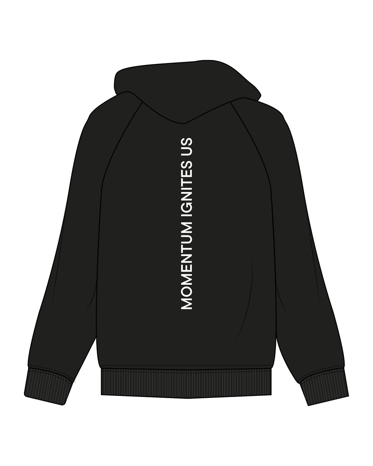 The Mens Zip Hoodie - Black - Reform Studios - Left Chess & Back Vertical - Printed - White