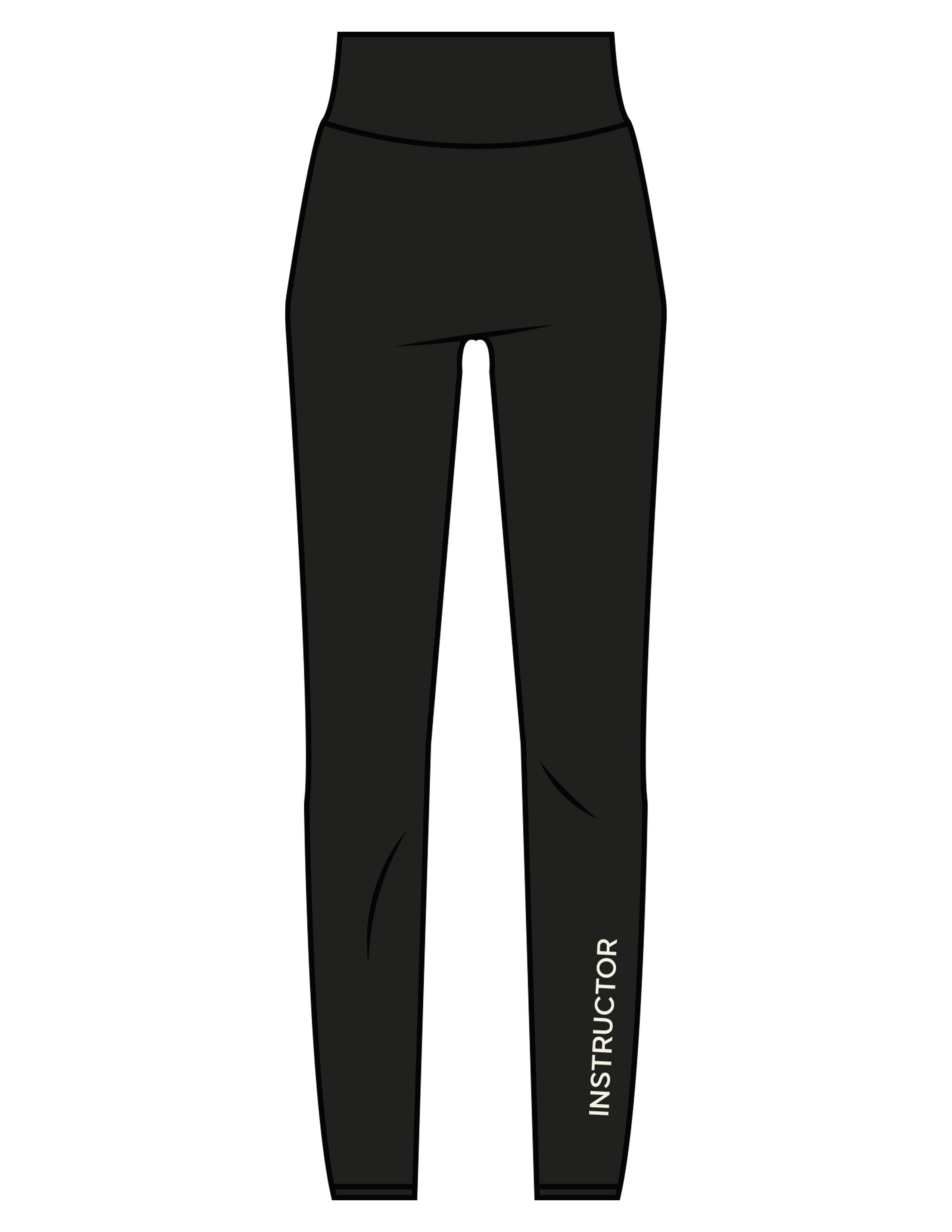 The Basic Legging - Black - Neighborhood Barre - Left Leg "INSTRUCTOR" & Back Waistline "NB" - Printed - White