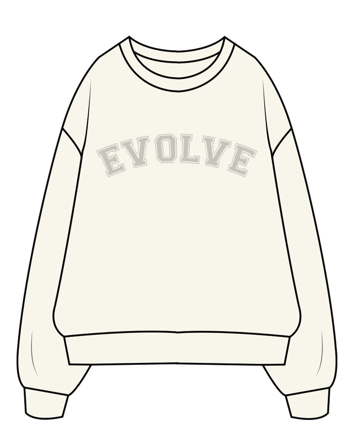The Womens Heavy Crewneck - Off White - Evolve Lagree - Center Chest & Back Neckline - Tone on Tone