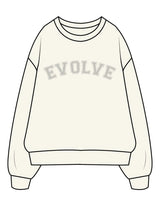 The Womens Heavy Crewneck - Off White - Evolve Lagree - Center Chest & Back Neckline - Tone on Tone