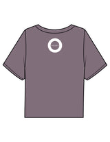 The Boxy Crop Tee - Mauve - HiLo - Chest Stacked "HILO HOUSE" & Back Neckline Round - Printed - White