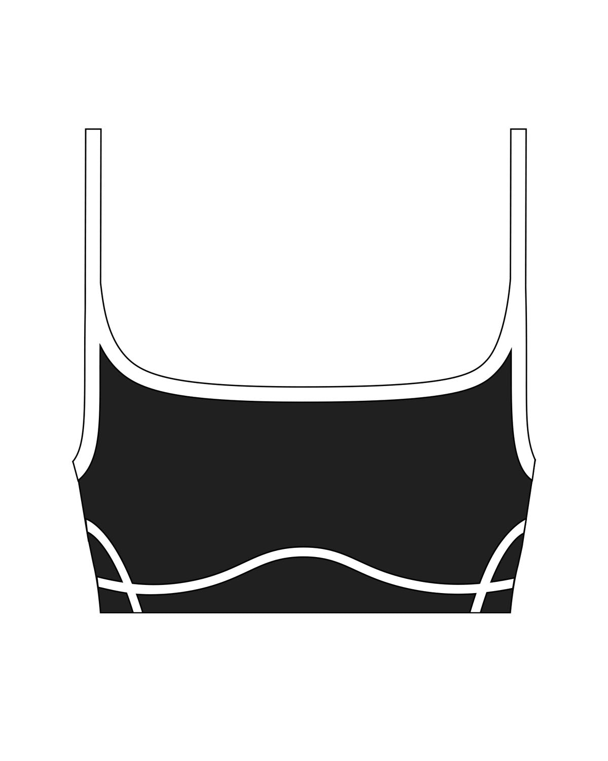 The Piped Scoop Sports Bra - Black - Studio 10 - Back Center - Printed - White