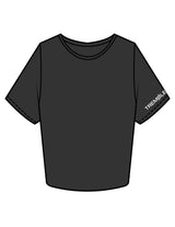 The Crop Tee - Washed Black - Tremble - Left Sleeve - Printed - White
