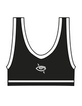 The Piped Bra - Black - Higher Ground - Center Back "EYE" - Printed - White