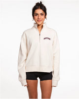 The Womens 1/4 Zip - Off White - BODYROK Employee - Left Chest - Bordeaux - (Windsor Wine - Pantone 19-1528 TCX)